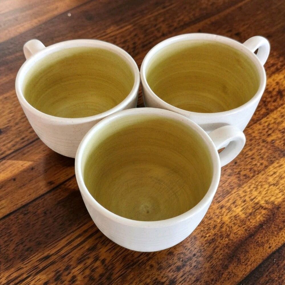 3 Franciscan Hacienda Green  Coffee Tea Cups  3.75" MCM Vintage